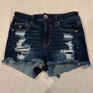 American Eagle Hi-rise Shorty Ripped Jean Shorts